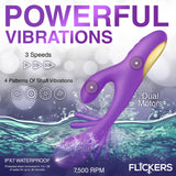 Tri-Flick Flicking Silicone Rabbit Vibrator - Purple