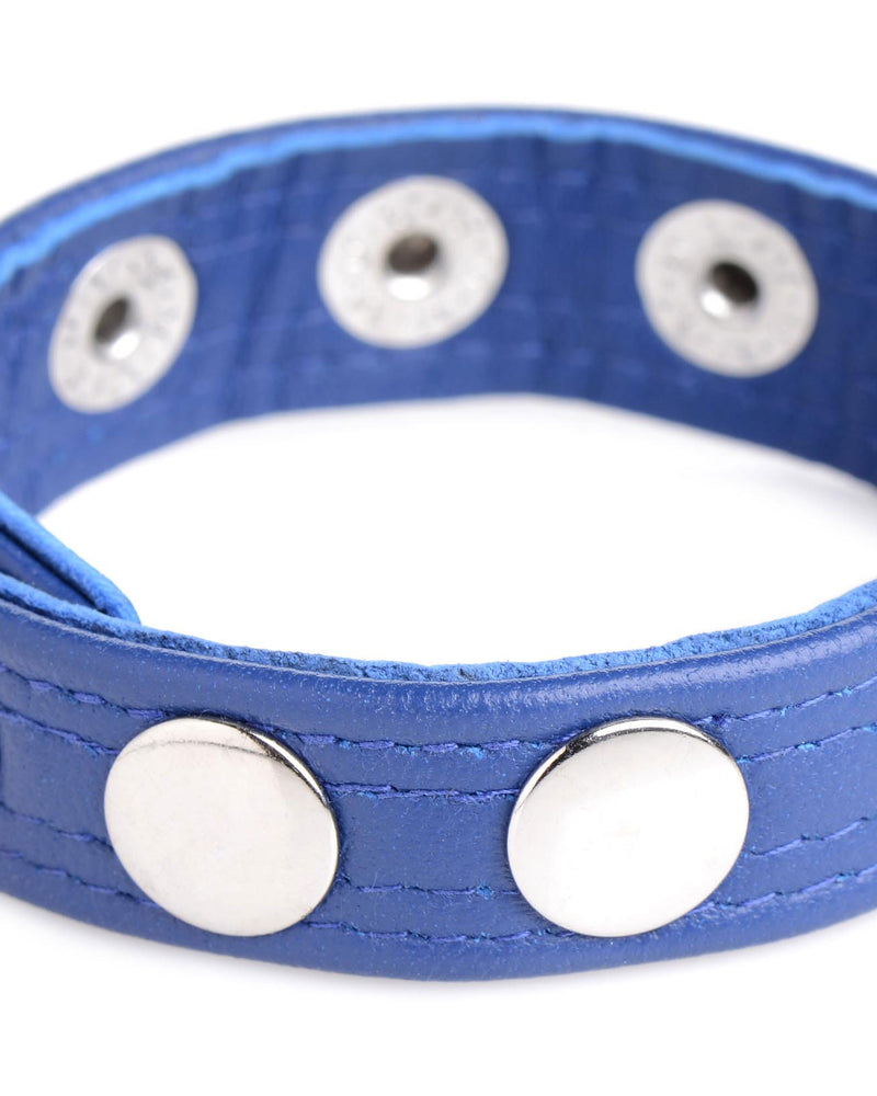 Cock Gear Leather Speed Snap Cock Ring - Blue