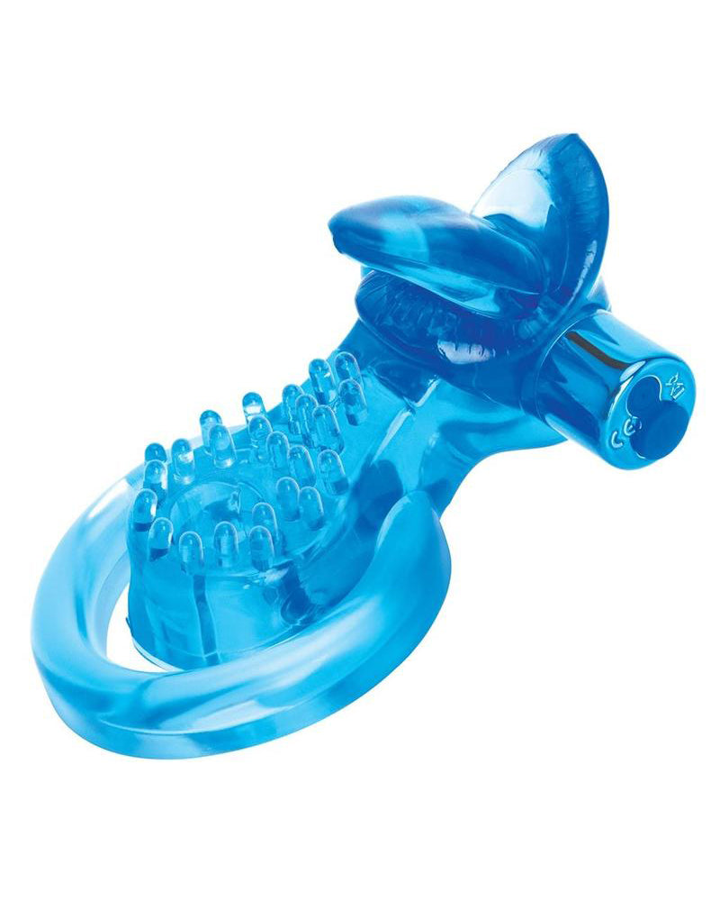 Bodywand Rechargeable Duo Ring With Clit Tickler - Blue