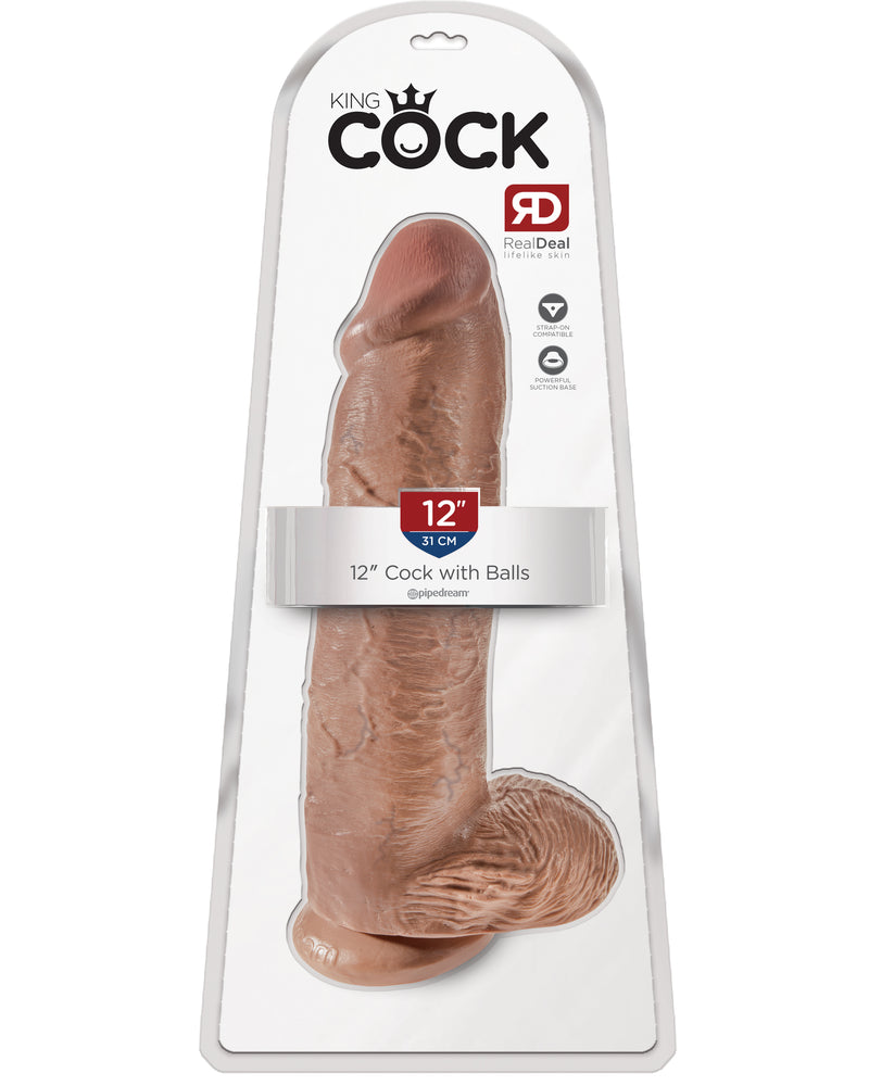 King Cock 12 Inch Cock With Balls - Tan