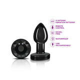 Cheeky Charms - Rechargeable Vibrating Metal Butt Plug With Remote Control - Gunmetal - Small