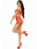 3 Pc Seamless Heart Net Off the Shoulder - One Size - Red