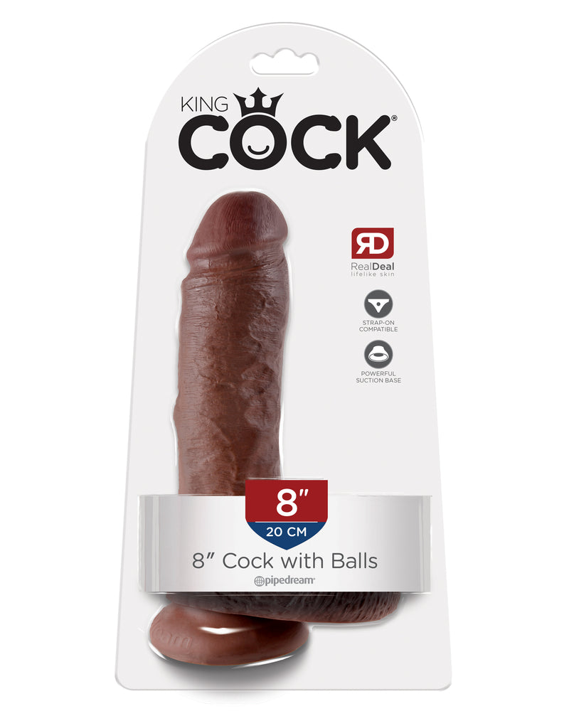 King Cock 8-Inch Cock With Balls - Brown