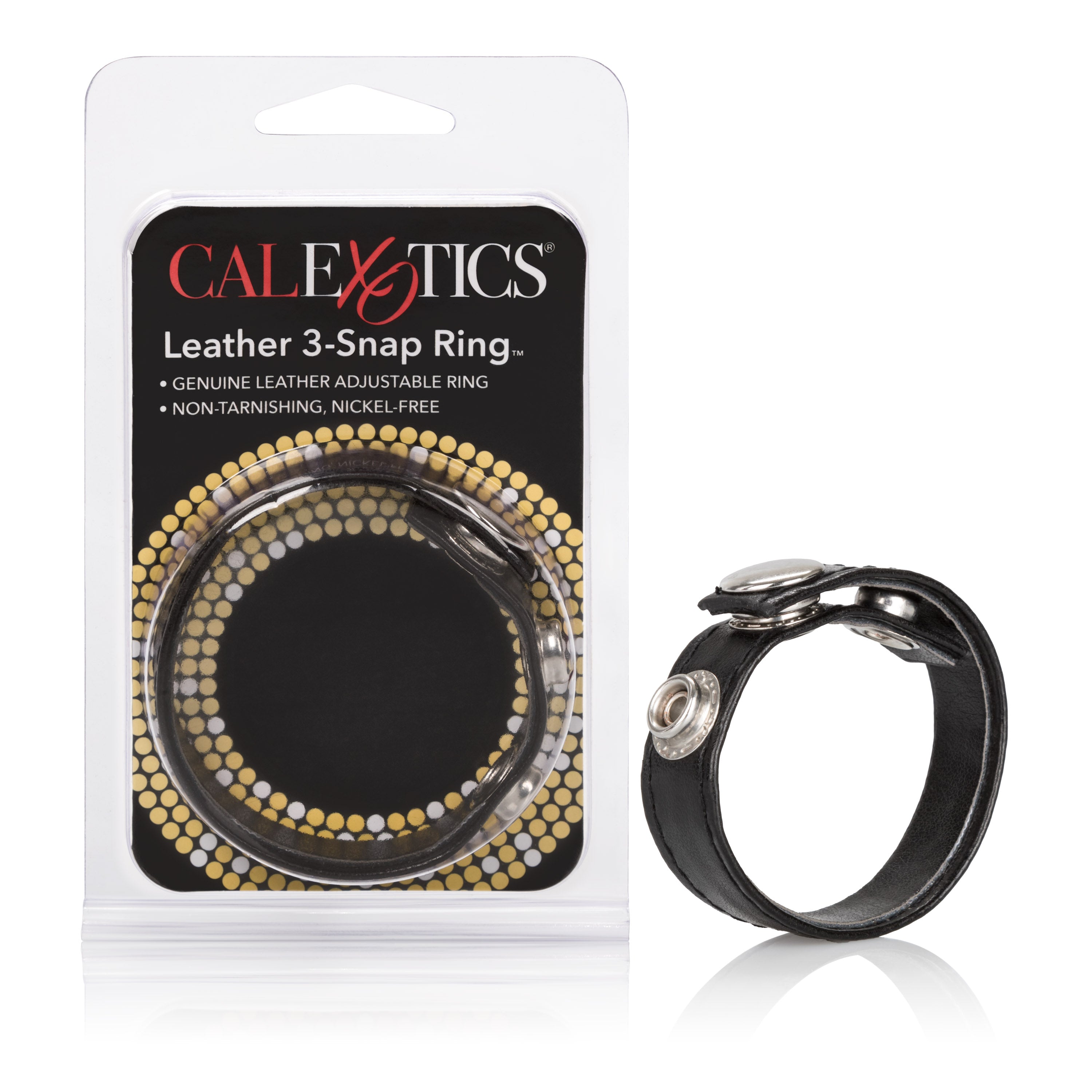 "Leather Black 3-Snap Ring SE1411032"