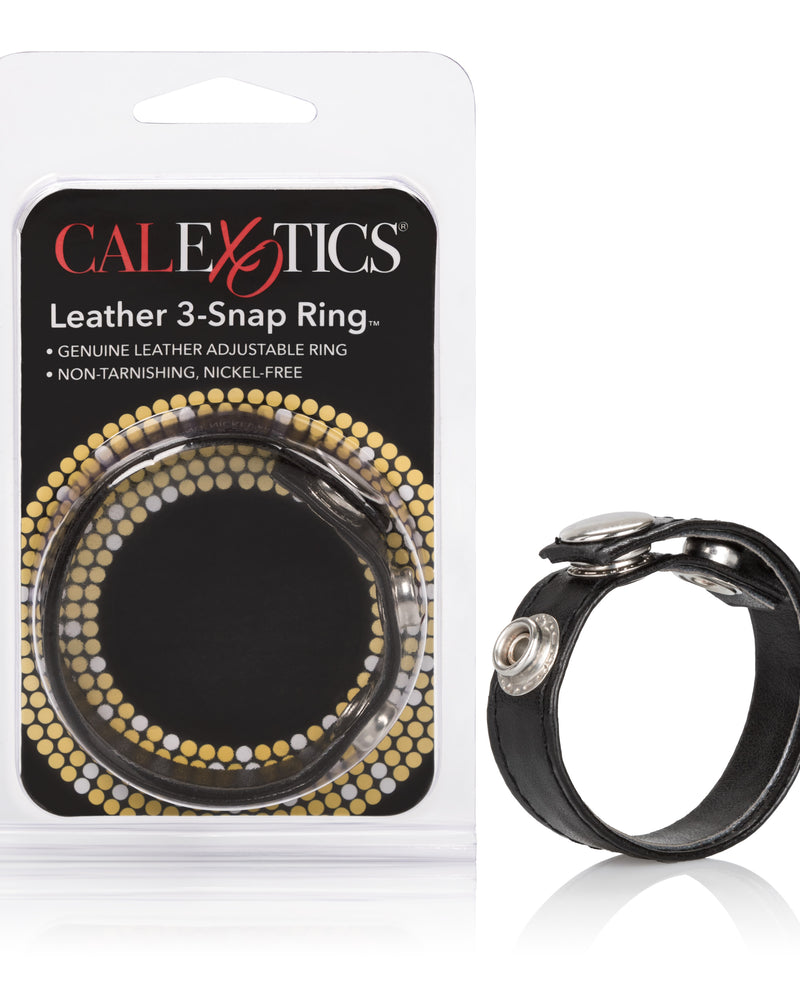 "Leather Black 3-Snap Ring SE1411032"