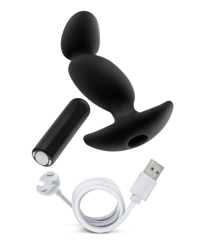"Anal Adventures- Platinum - Silicone Vibrating Prostate Massager 04-Black BL-11645"