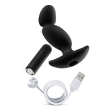 "Anal Adventures- Platinum - Silicone Vibrating Prostate Massager 04-Black BL-11645"