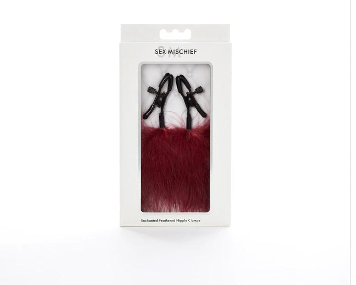 "Sex and Mischief Enchanted Feather Nipple Clamps - Burgundy SS098-31"