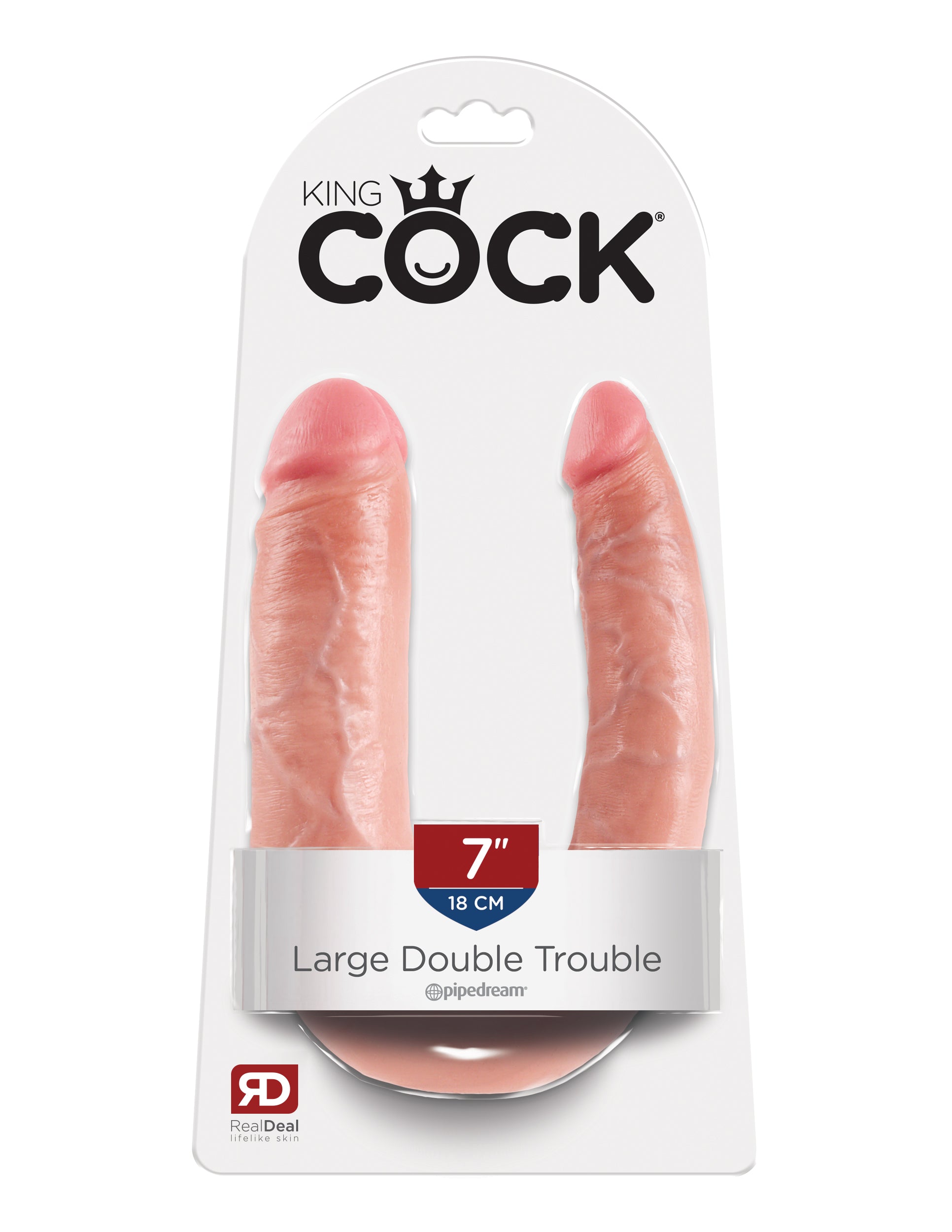 King Cock Double Trouble - Large - Flesh