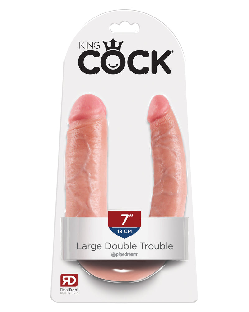 King Cock Double Trouble - Large - Flesh