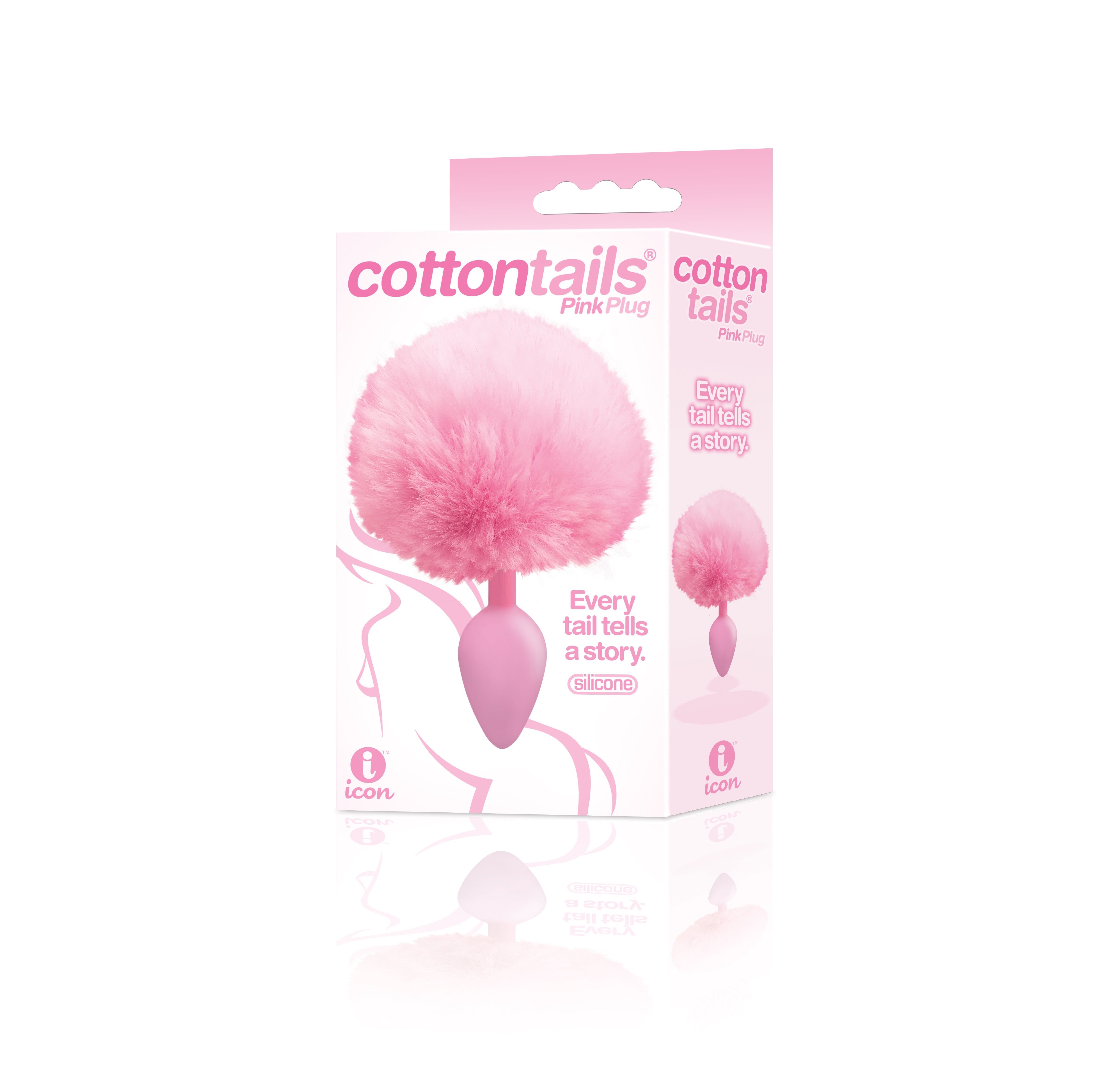 "The 9's Cottontails Silicone Bunny Tail Butt Plug - Pink ICB2641-2"