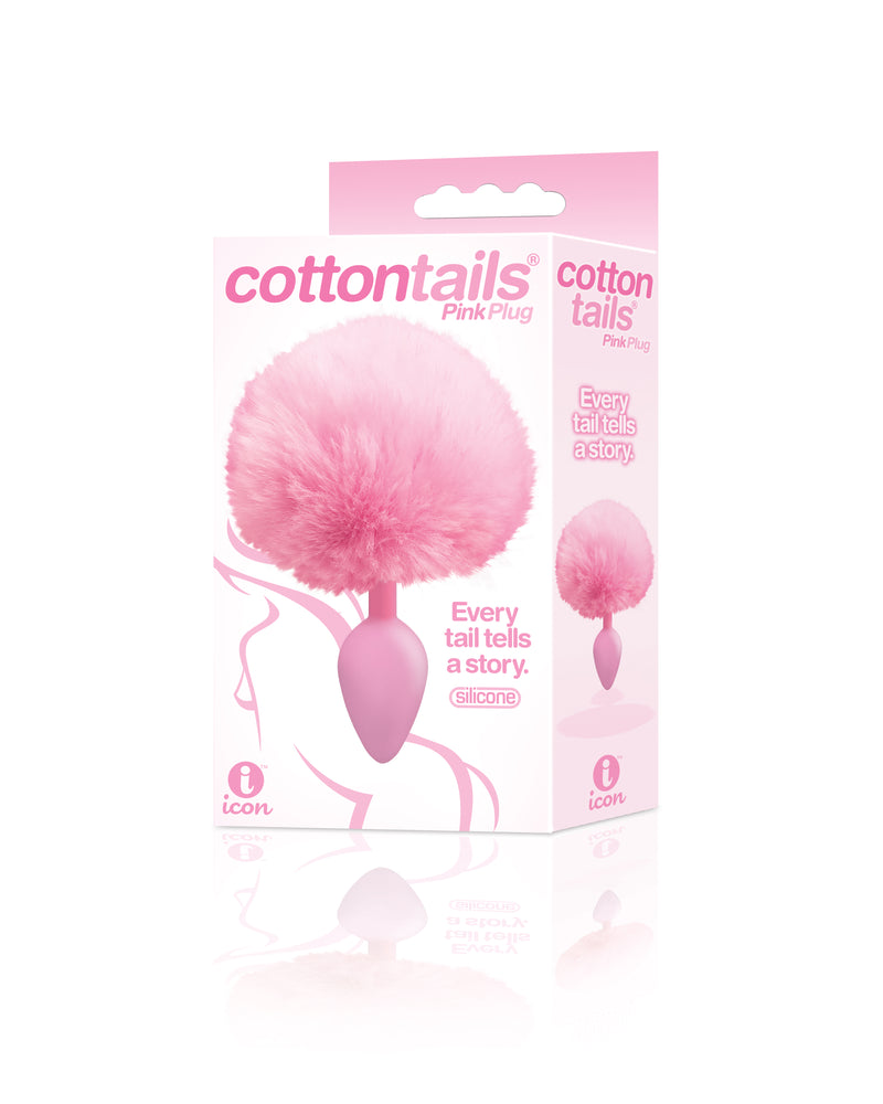 "The 9's Cottontails Silicone Bunny Tail Butt Plug - Pink ICB2641-2"
