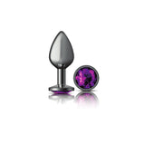 Cheeky Charms-Gunmetal Metal Butt Plug- Round-Deep Purple-Medium