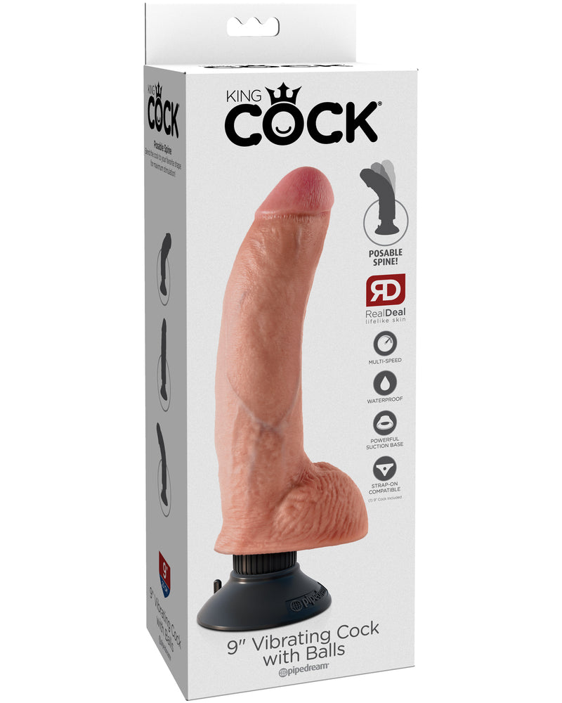 King Cock 9-Inch Vibrating Cock With Balls - Flesh