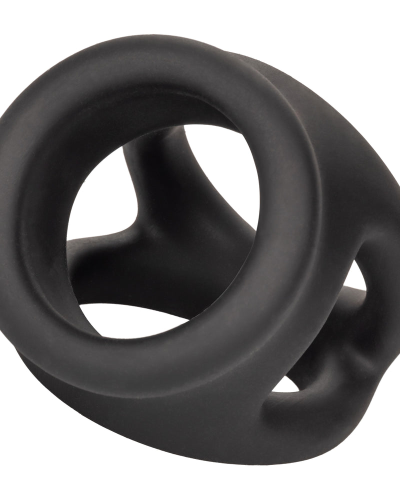 "Alpha Liquid Silicone Dual Cage and Ring - Black Ring - Black SE1492372"