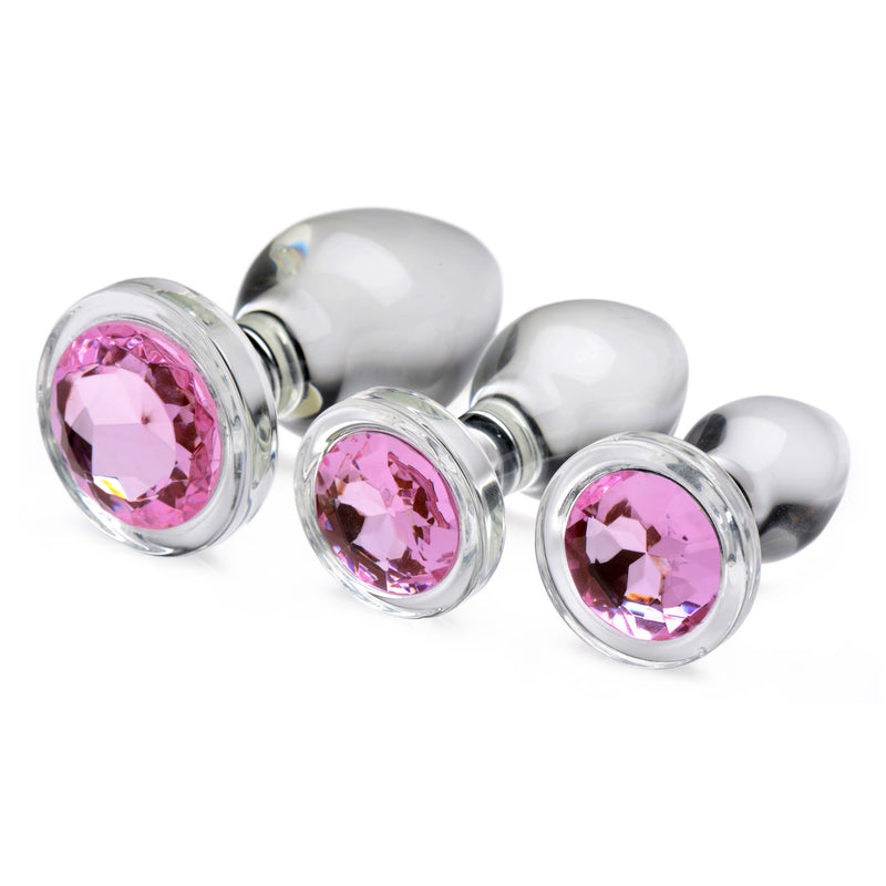 "Pink Gem Glass Anal Plug Set BTYS-AG431"