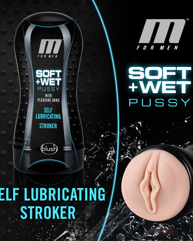"M for Men - Soft and Wet - Pussy With Pleasure Orbs - Self Lubricating Stroker Cup - Vanilla BL-84003"