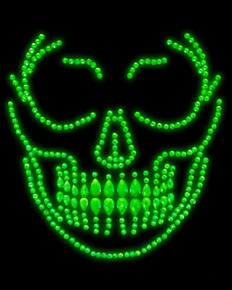 "Glow in the Dark Skull Face Jewels Sticker LA-EYE048"