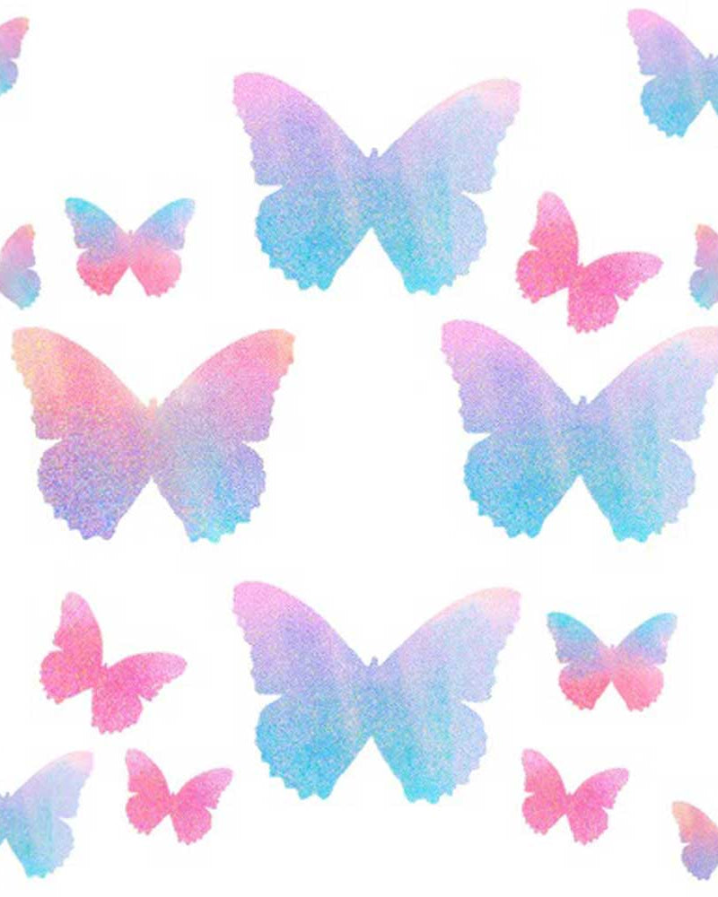 "Tinky's Revenge Pink and Blue Holographic Blacklight Butterfly Nipple Sticker Crop Top NN-TR-BTF-TOP"