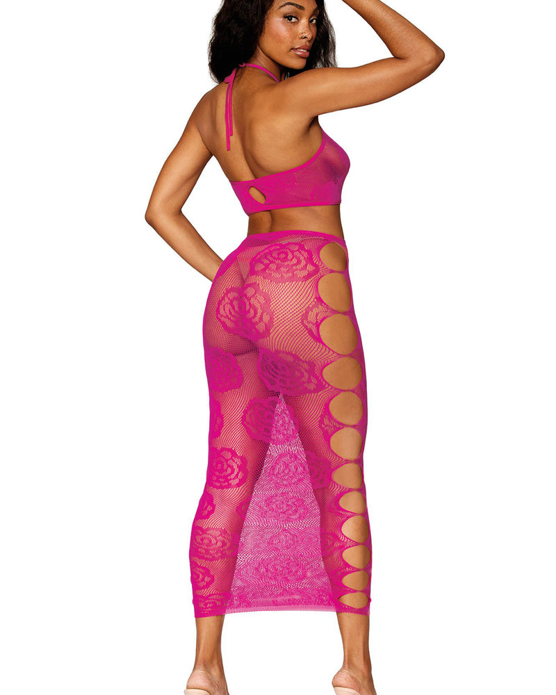 "Bralette and Long Skirt - One Size - Beet DG-0485BETOS"