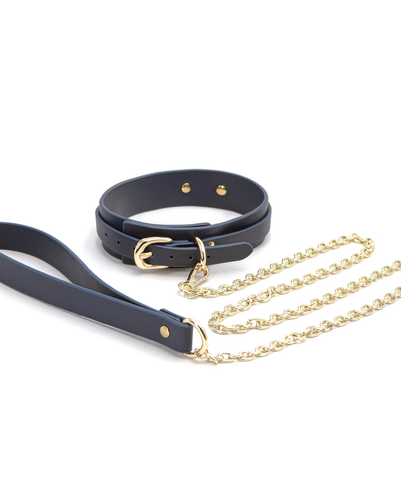 "Bondage Couture - Collar and Leash - Blue NSN-1306-27"