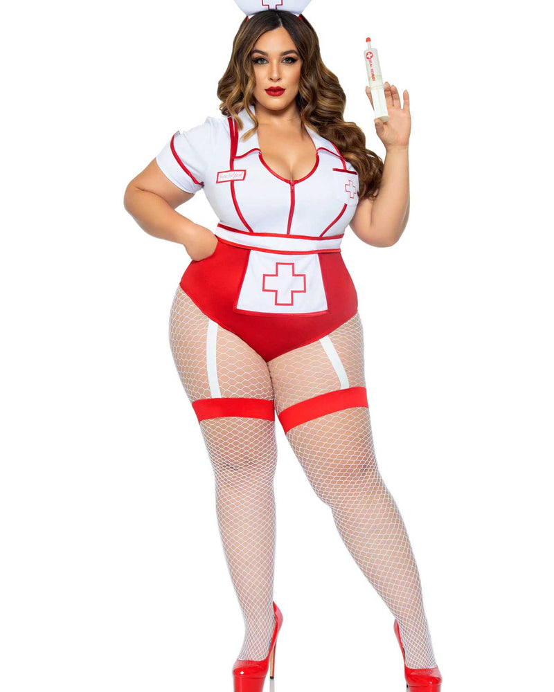 Plus Nurse Feelgood Sexy Costume - 1x/2x - White / Red