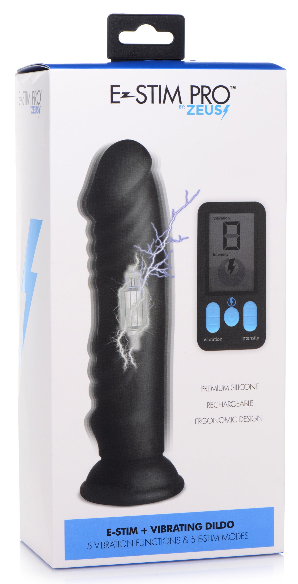 E-Stim and Vibrating Dildo With Remote - Black