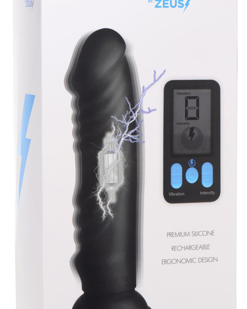 E-Stim and Vibrating Dildo With Remote - Black
