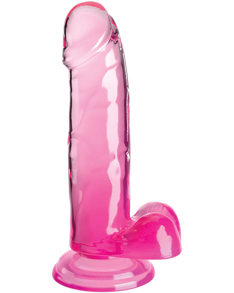 King Cock Clear 7 Inch With Balls - Pink