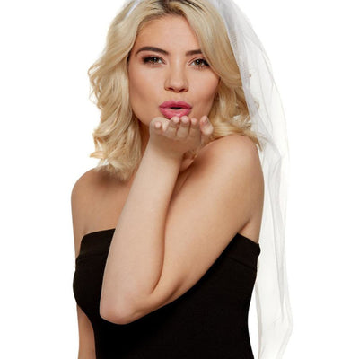 "White and Gold Bride Headband With Veil FV-27357"