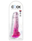 "King Cock Clear 8 Inch With Balls - Pink PD5756-11"