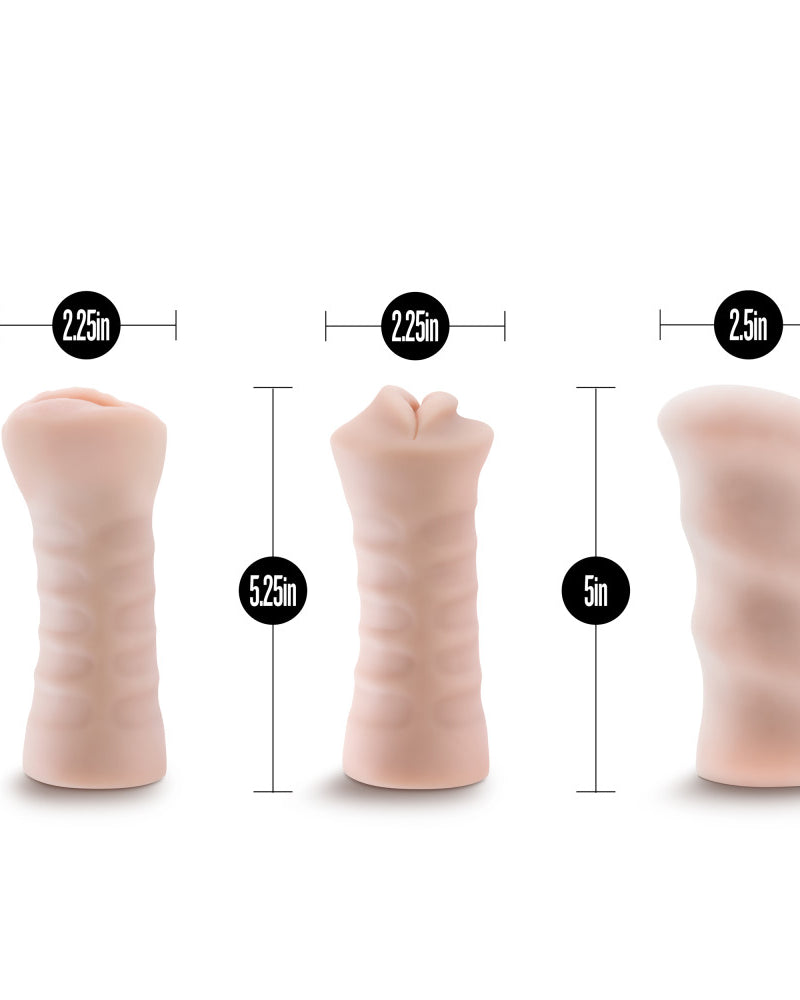 "M for Men - 3-Pack Self-Lubricating Vibrating Stroker Sleeve Kit - Vanilla BL-84103"