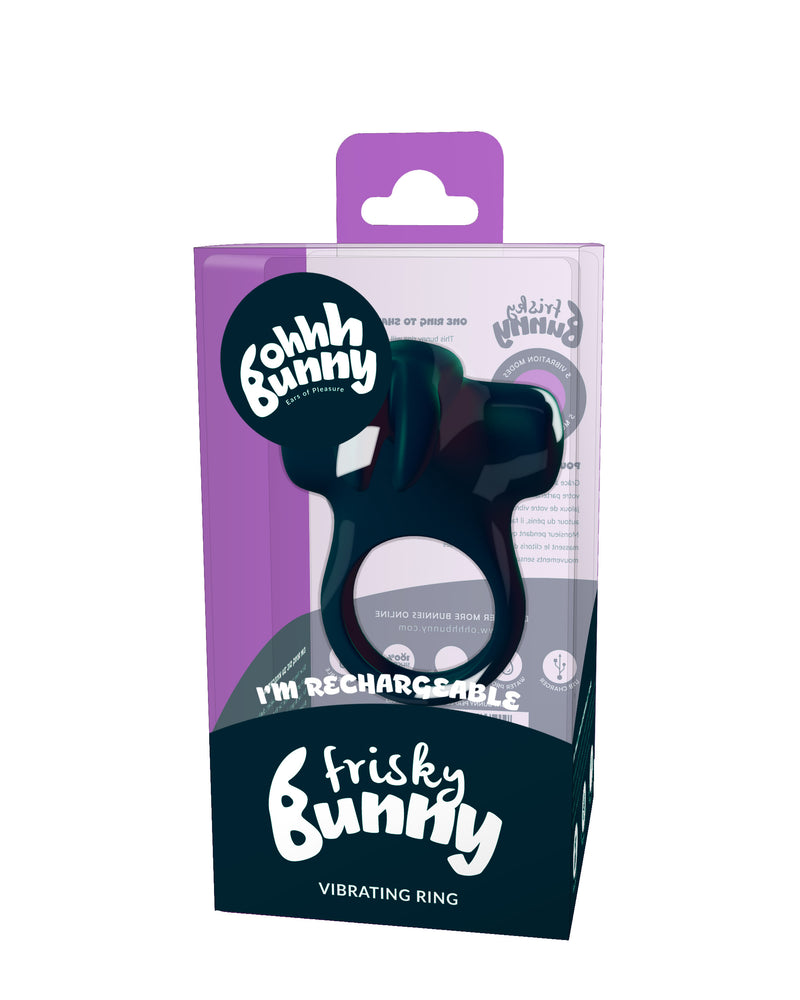 Ohhh Bunny Frisky Bunny Vibrating Ring - Black Pearl
