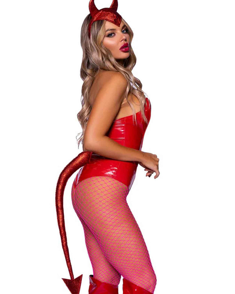 Devil Horns Headband and Tail Set - Red