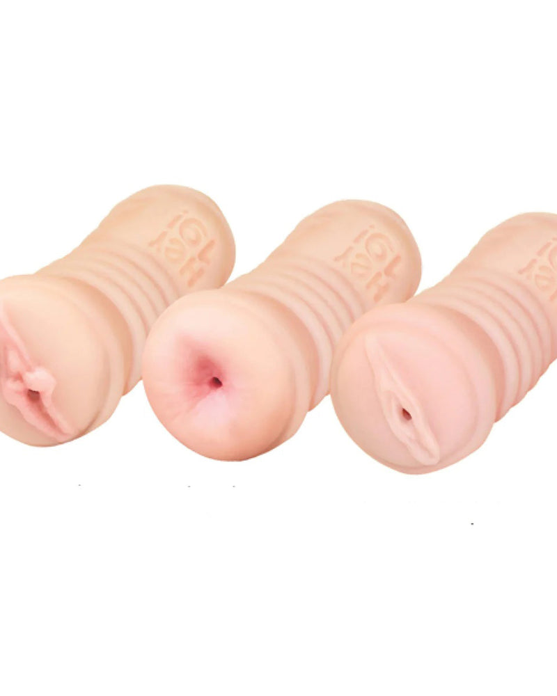 "Hey 19 - Teen Bang Vibrating Stroker 3-Pack Male Masturbator Set IC2417"