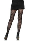 Leopard Net Tights - One Size - Black