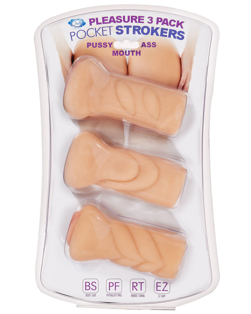 Trio Stroker Pussy Ass Mouth Masturbator Kit - Flesh