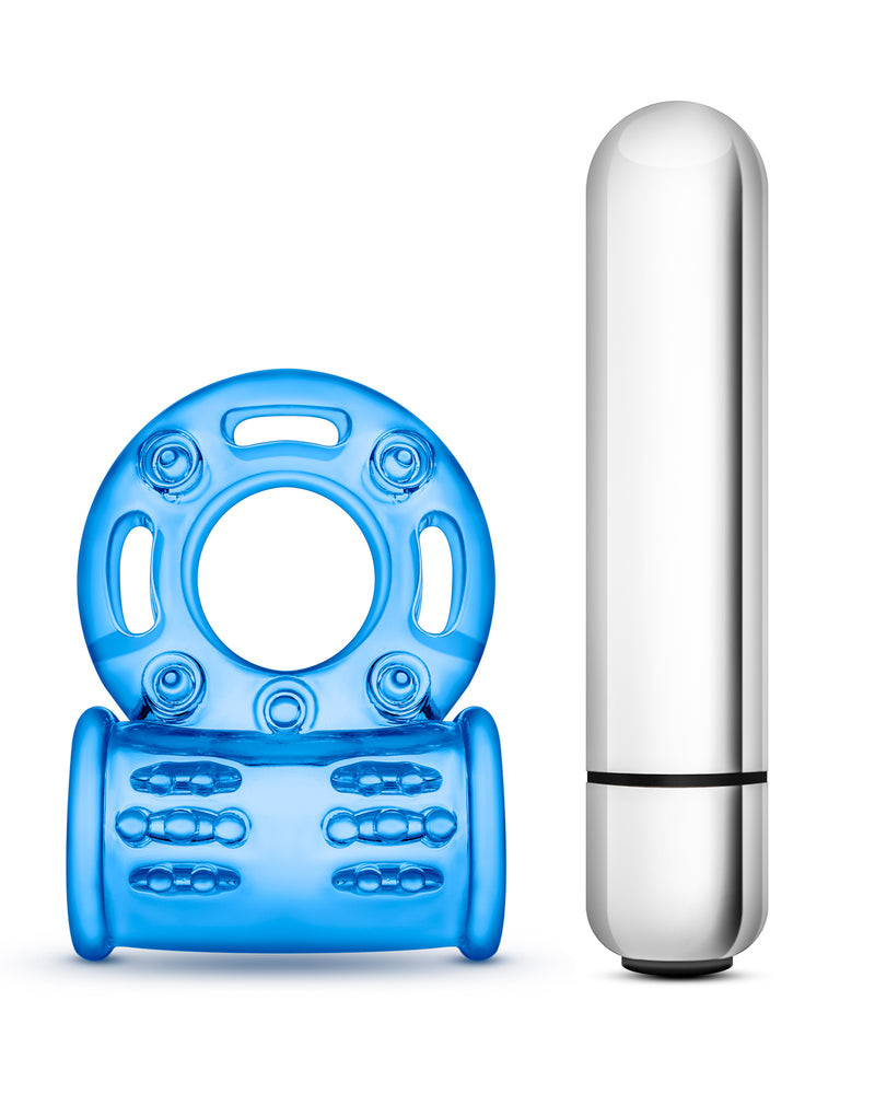 Stay Hard 10 Function Vibrating Bull Ring - Blue
