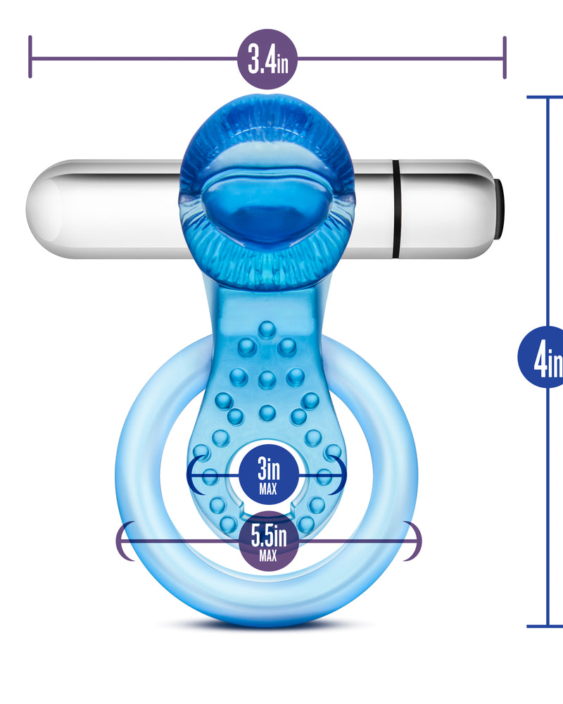 "Stay Hard 10 Function Vibrating Tongue Ring - Blue BL-66092"