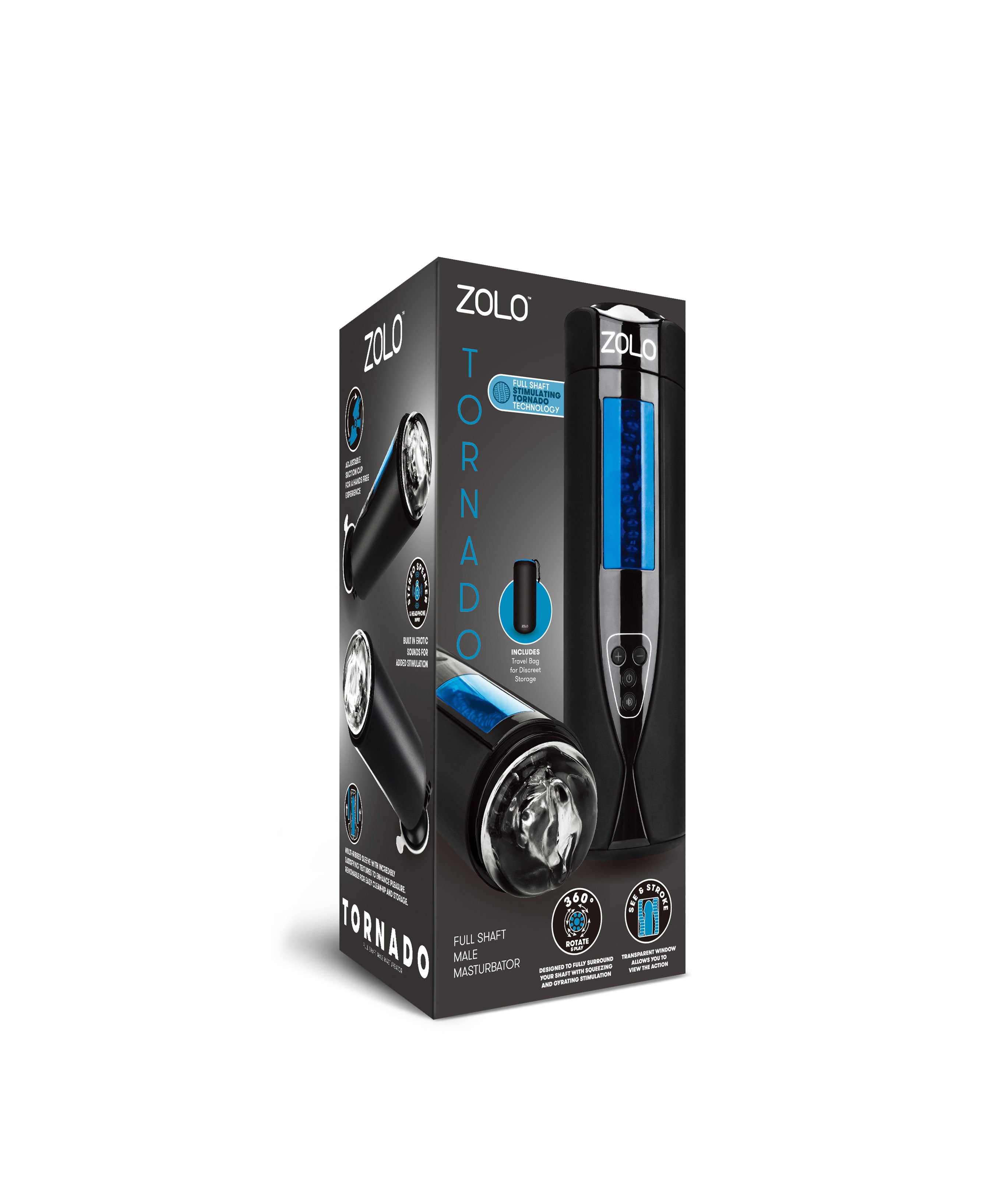 "Zolo Tornado Rechargeable Masturbator - Black X-ZO6030"