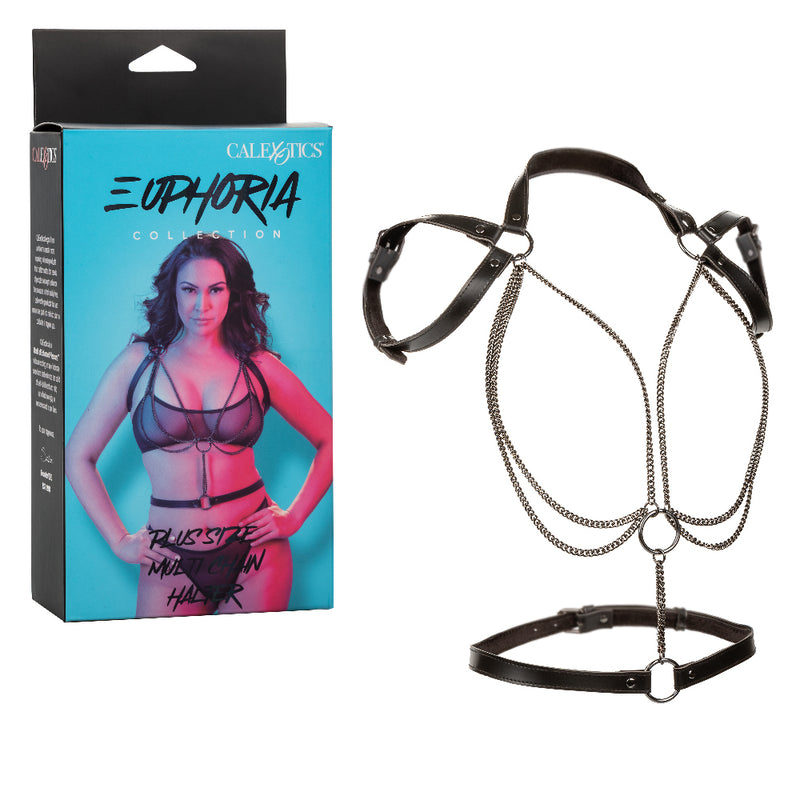 "Euphoria Collection Plus Size Multi Chain Halter - Black SE3101263"