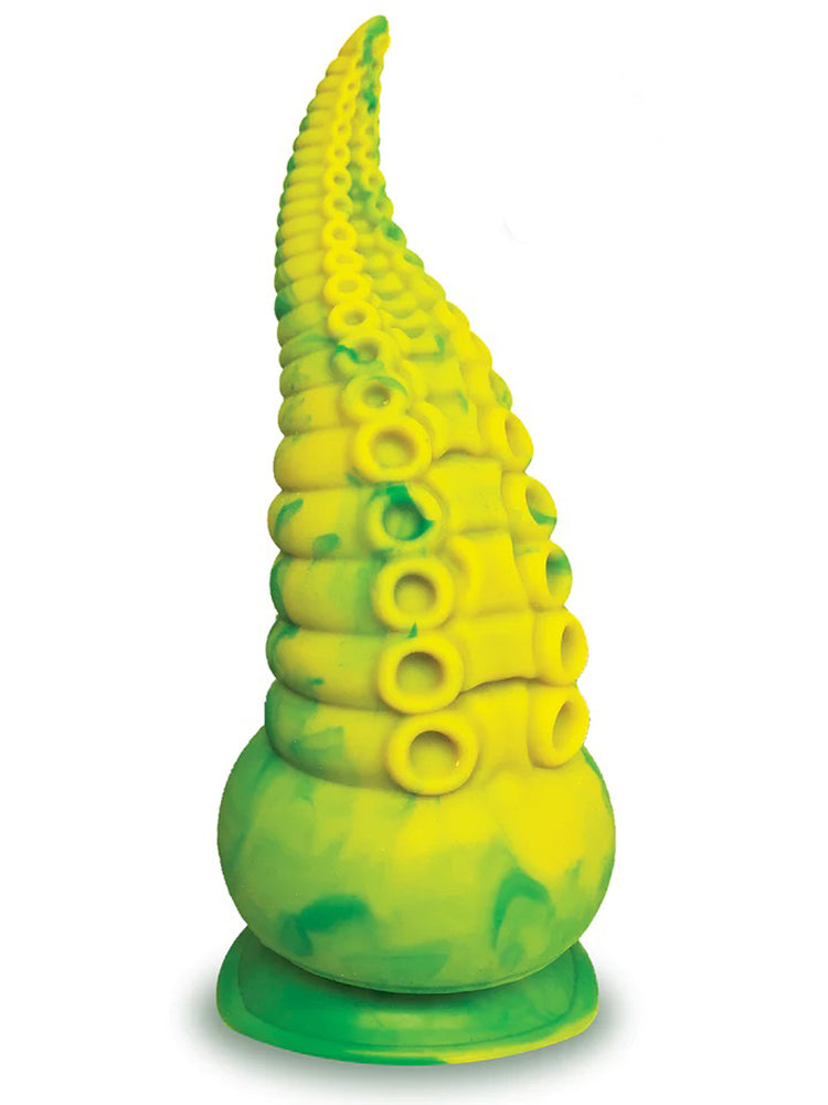 "Alien Nation Octopod Silicone Rechargeable Vibrating Creature Dildo - Yellow and Green IC1354"