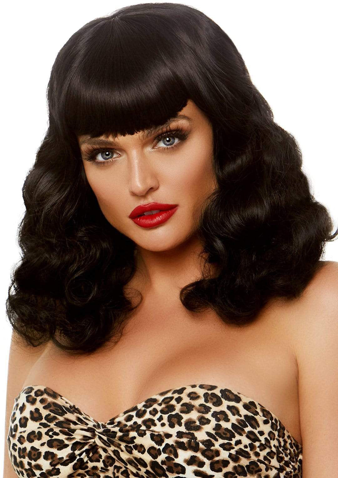 "16 Inch Retro Curly Bob Wig - Black LA-A2860"