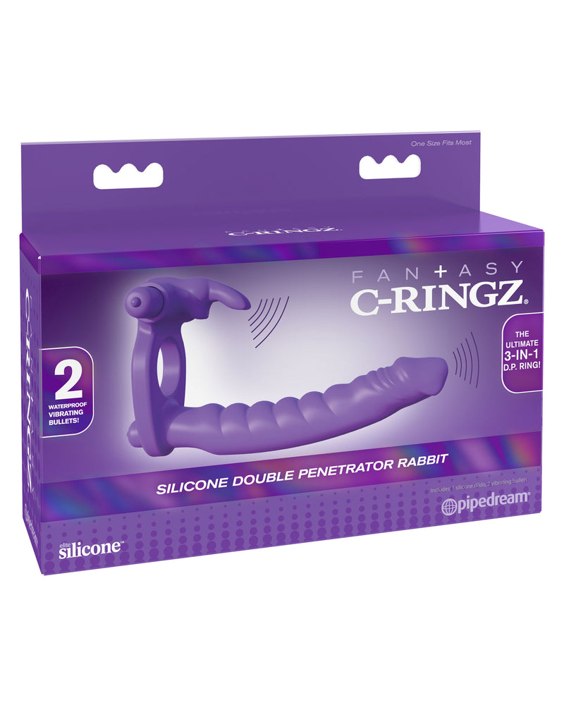 Fantasy C-Ringz Silicone Double Penetrator Rabbit - Purple