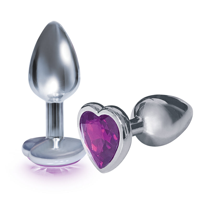 "The 9's the Silver Starter Heart Bejeweled Stainless Steel Plug - Violet ICB2610-2"