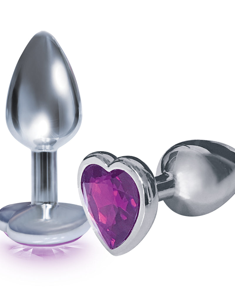 "The 9's the Silver Starter Heart Bejeweled Stainless Steel Plug - Violet ICB2610-2"