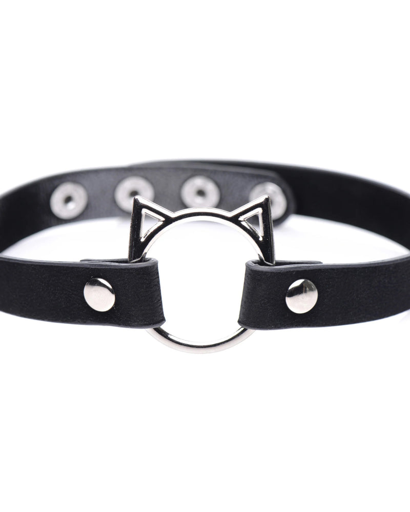 Kinky Kitty Ring Slim Choker - Black