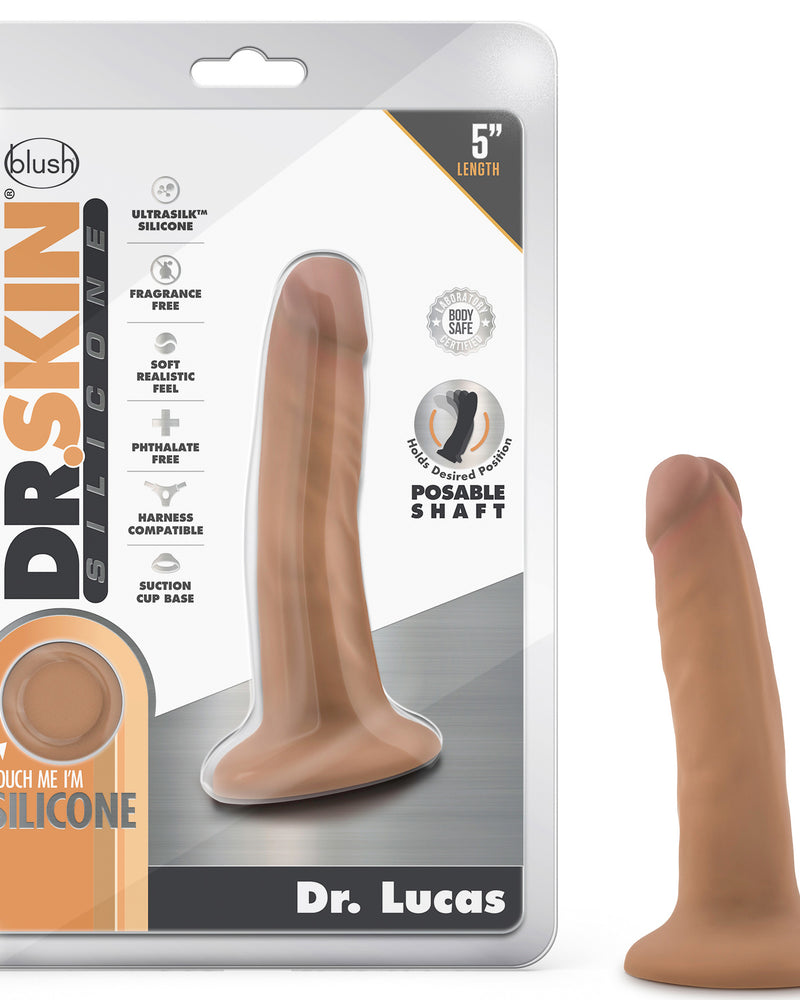 Dr. Skin Silicone - Dr. Lucas - 5 Inch Dong With Suction Cup - Mocha