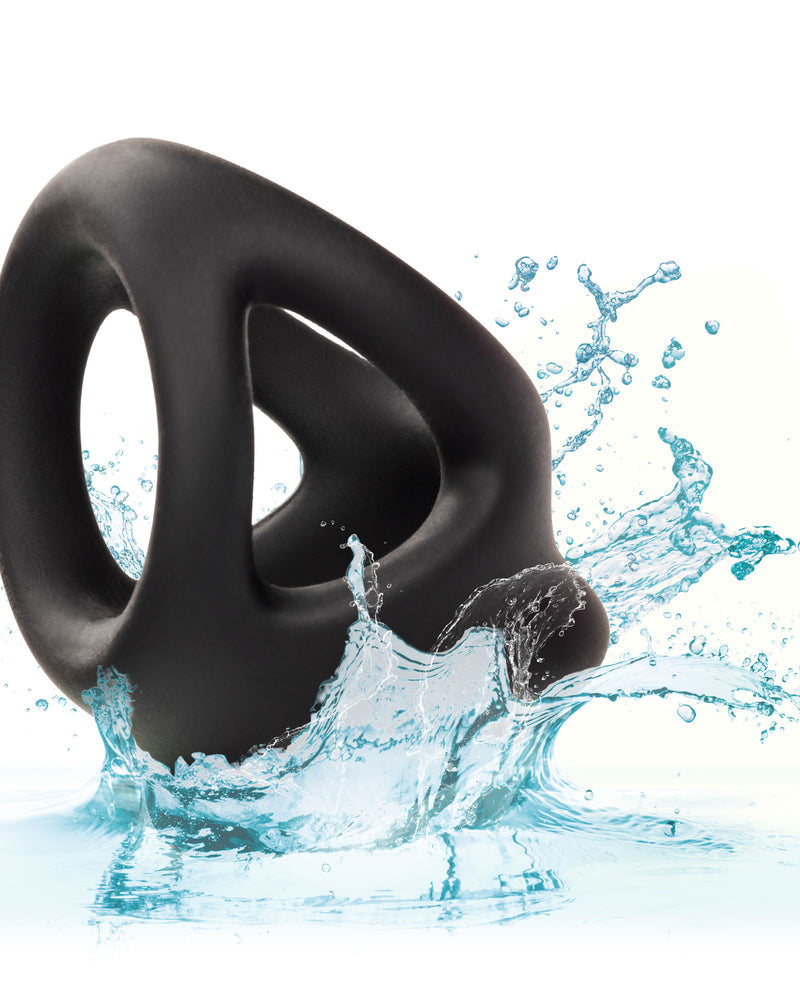 Alpha Liquid Silicone Dual Cage and Ring - Black Ring - Black