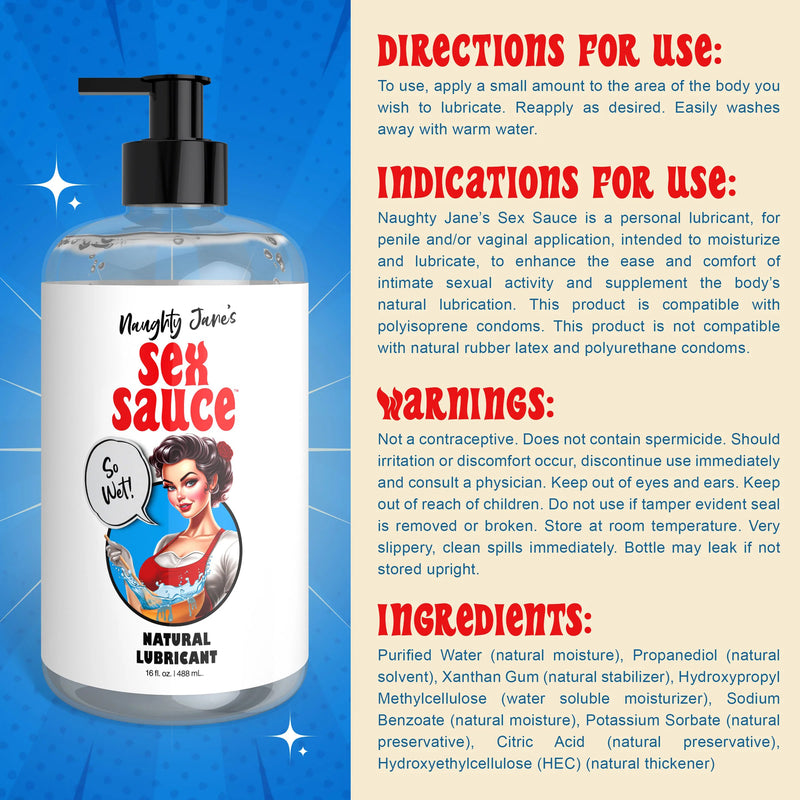 "Naughty Jane's Sex Sauce Natural Lubricant 16oz NJ-AH396-16OZ"